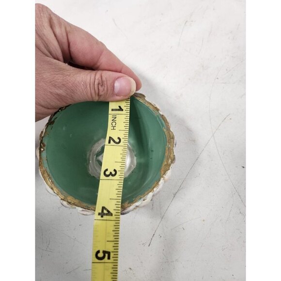 Vintage Glass Stand And Seas Shell Mosaic Covered Decorative Bowl Trinket Dish - Picture 7 of 8